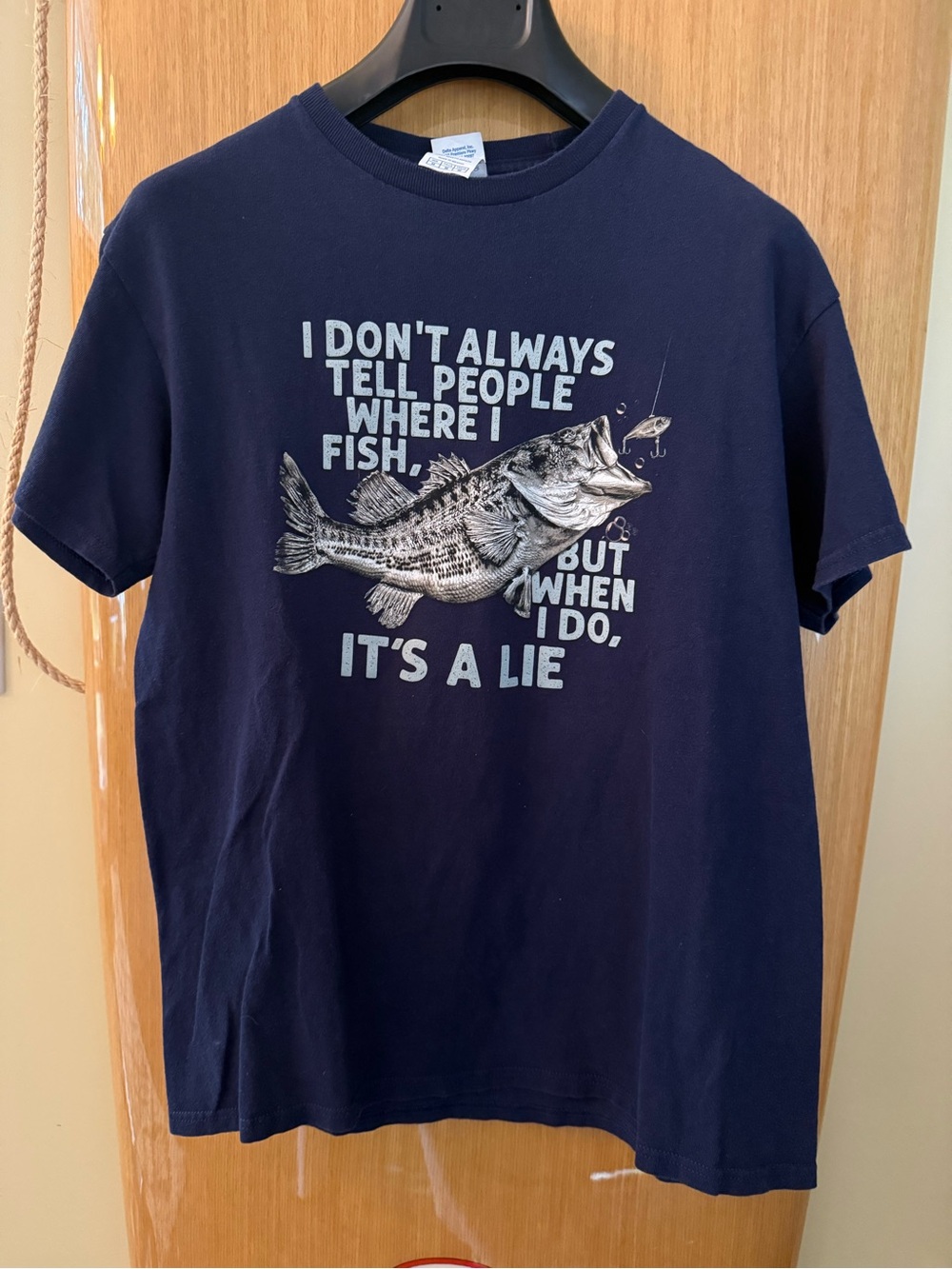 Delta Navy Fishing Tee with Bass Graphic